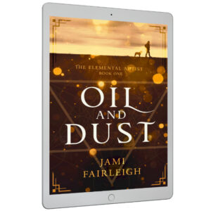 eReader showing the cover of Oil and Dust